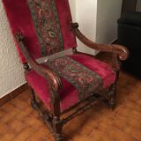 Pair of Louis XIII style castle armchairs