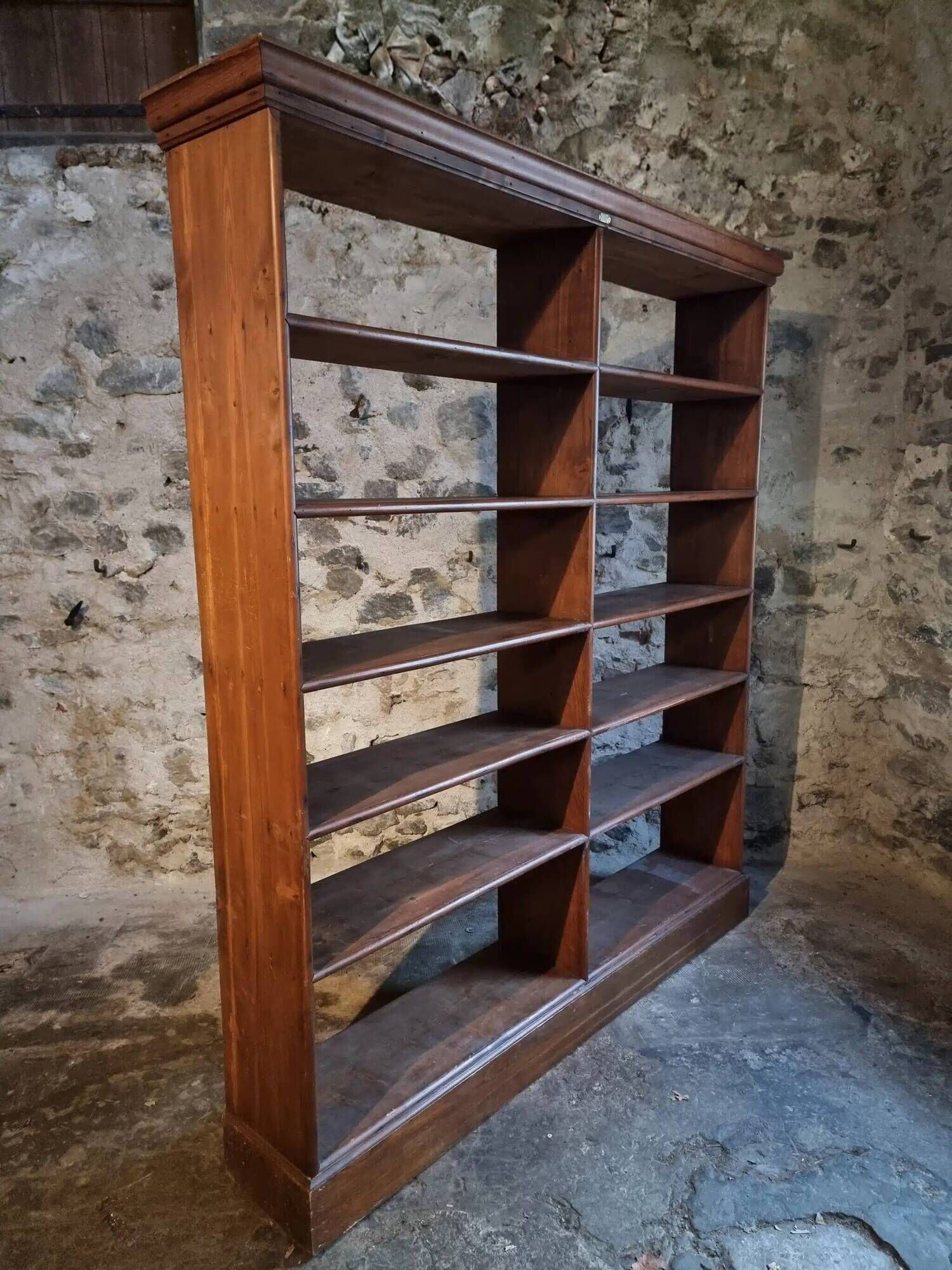 Large open shop shelf from an old French store by Chalmette, 1930s.