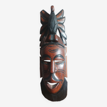Masque ethnique africain en bois précieux