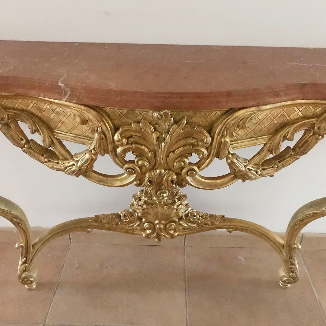 Console in gilded wood of style Louis XV 1970