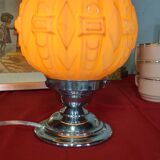 Pink globe laying lamp opaline