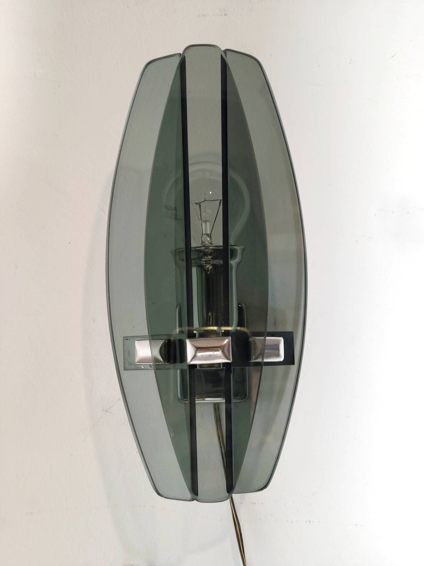 Smoked glass wall sconce. Italy, 1970s.