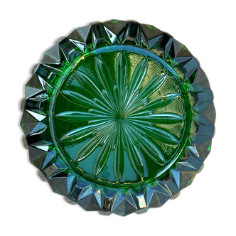 Old vacuum pocket molded glass with crystal pattern