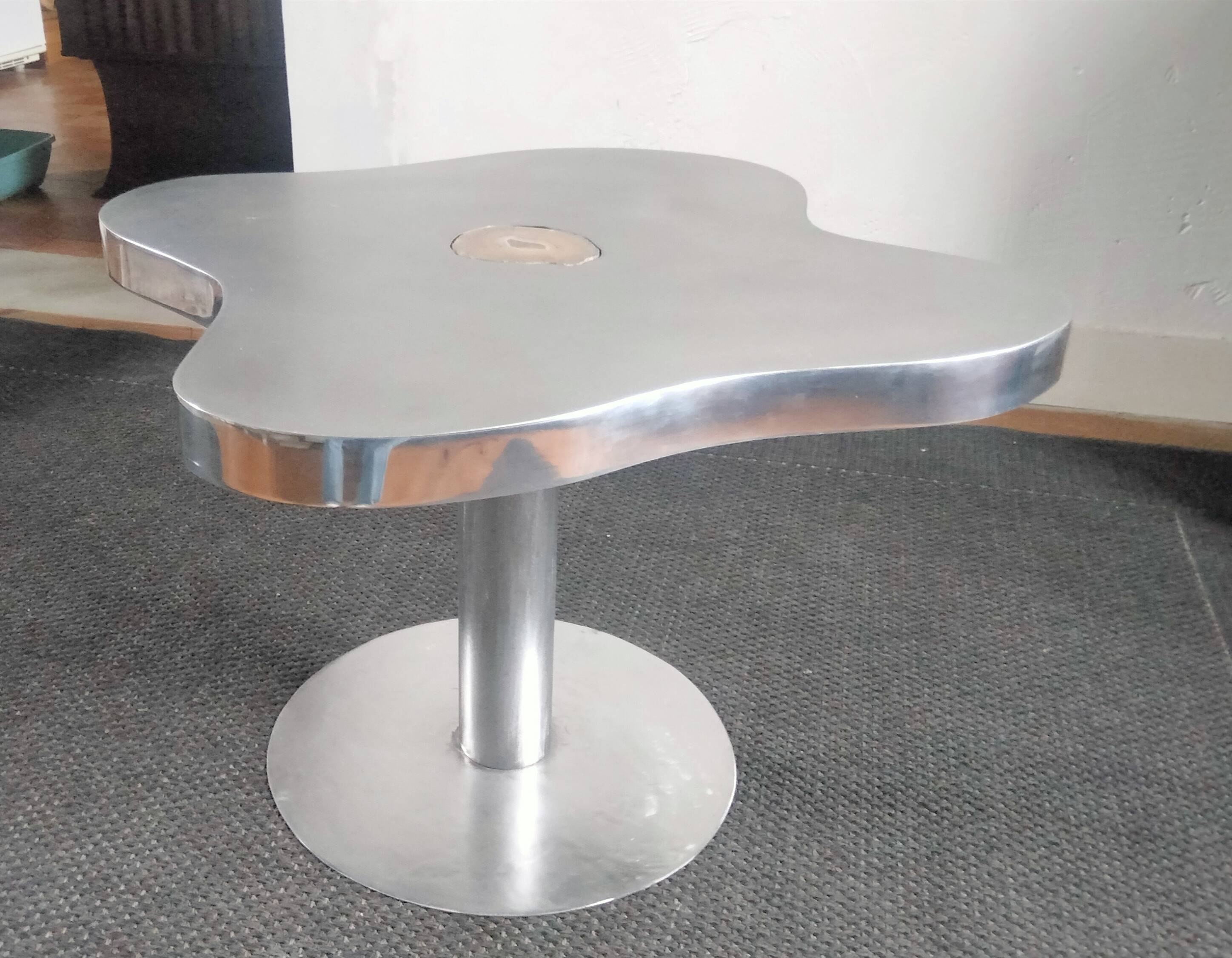 Stainless steel/agate/aluminum side table