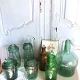Set of 4 green glass jars