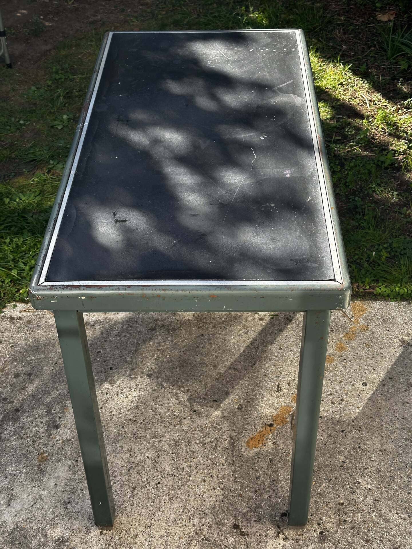 Vintage green metal industrial desk – 1950s