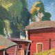 Original Swedish Oil On Canvas – “Red Barns” By L. Wuariner – Vintage & Framed