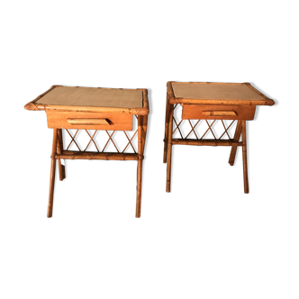 Pair of rattan nightstands