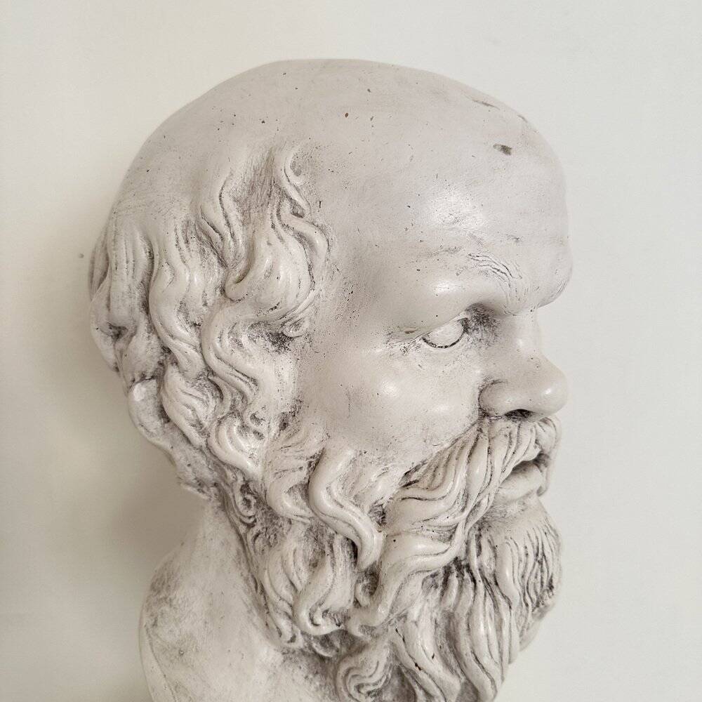 White Bust of Socrates, 1940, Plaster on a Black Marble Base