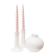 Ensemble en céramique crème des années 60 : deux porte-bougies et un vase avec un émail blanc, design des années 1970.