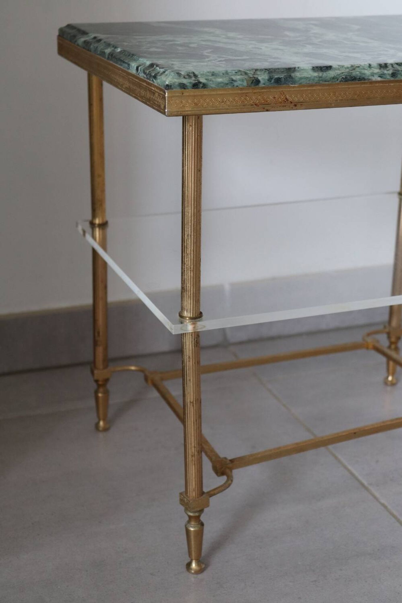 Table d'appoint en marbre vert vintage