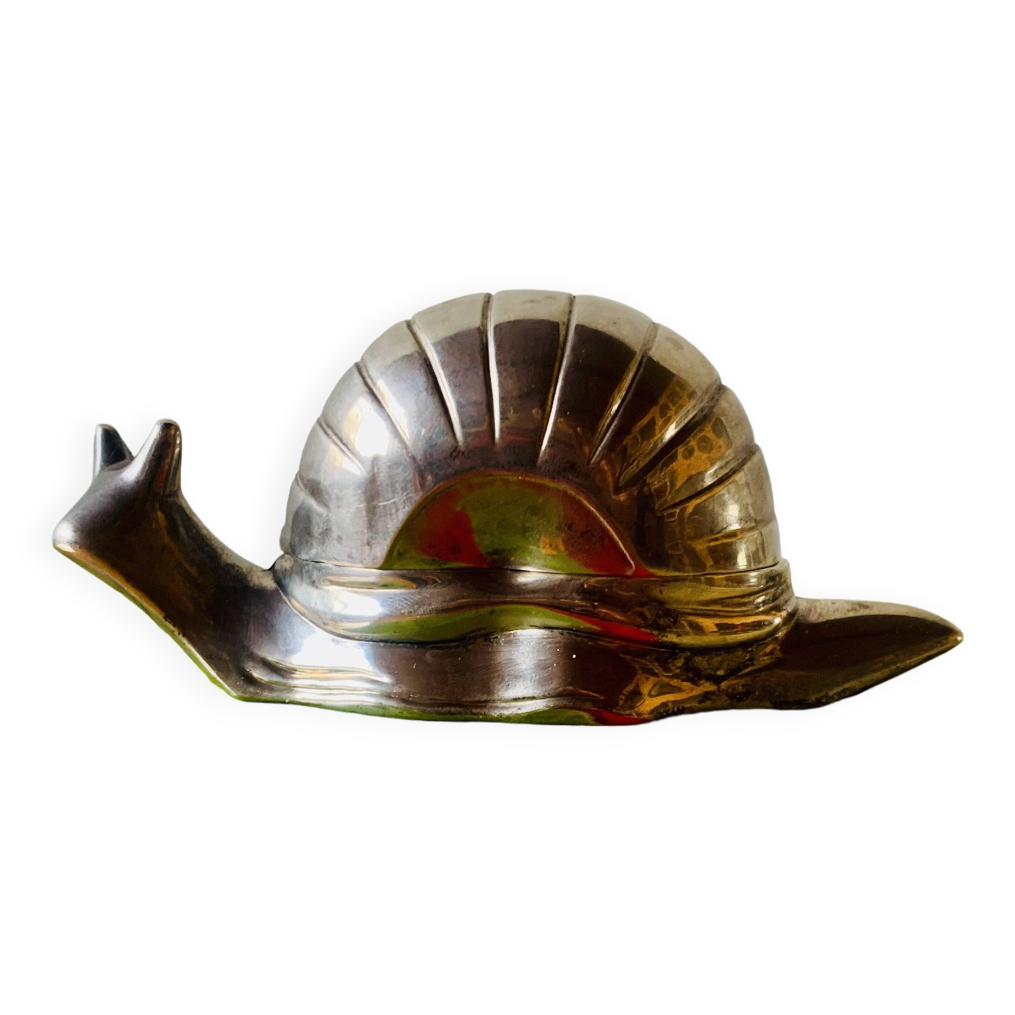 Vintage snail-shaped butter dish - zinc and silver metal - EP Zinc Alloy