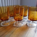 Set of 6 vintage brown foot glasses