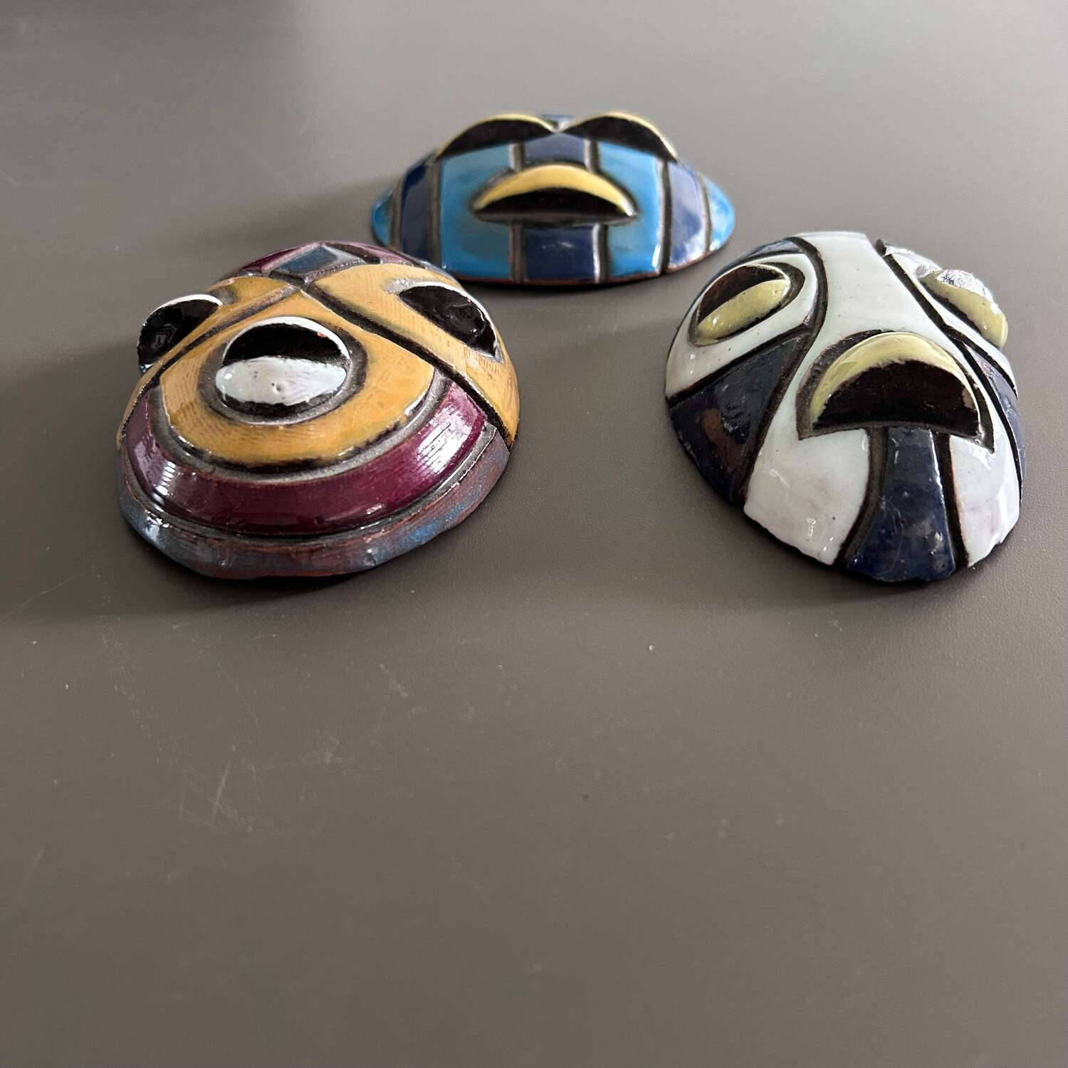 Collection of 3 African ceramic masks