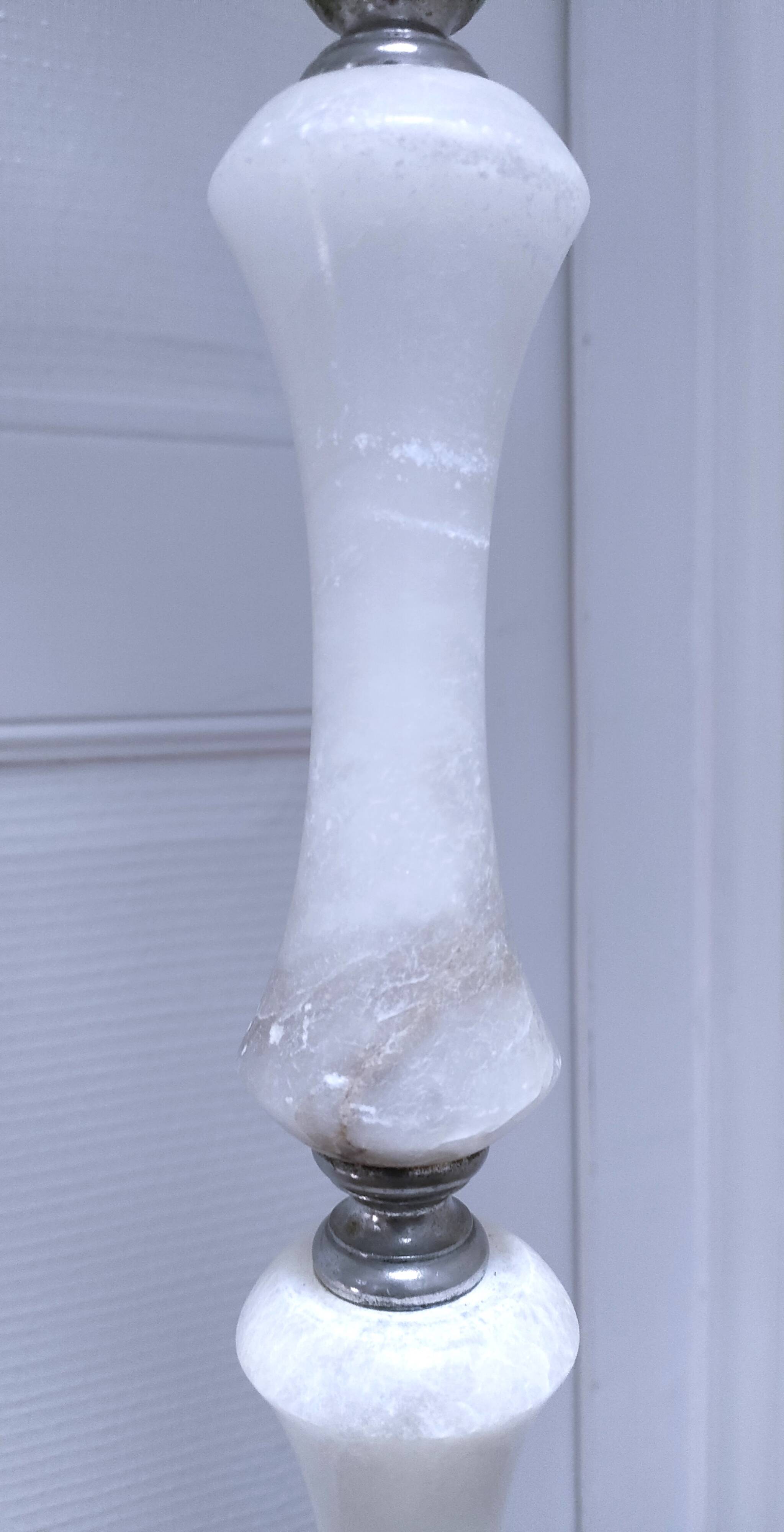 Solid alabaster floor lamp with metal trim from the 70s