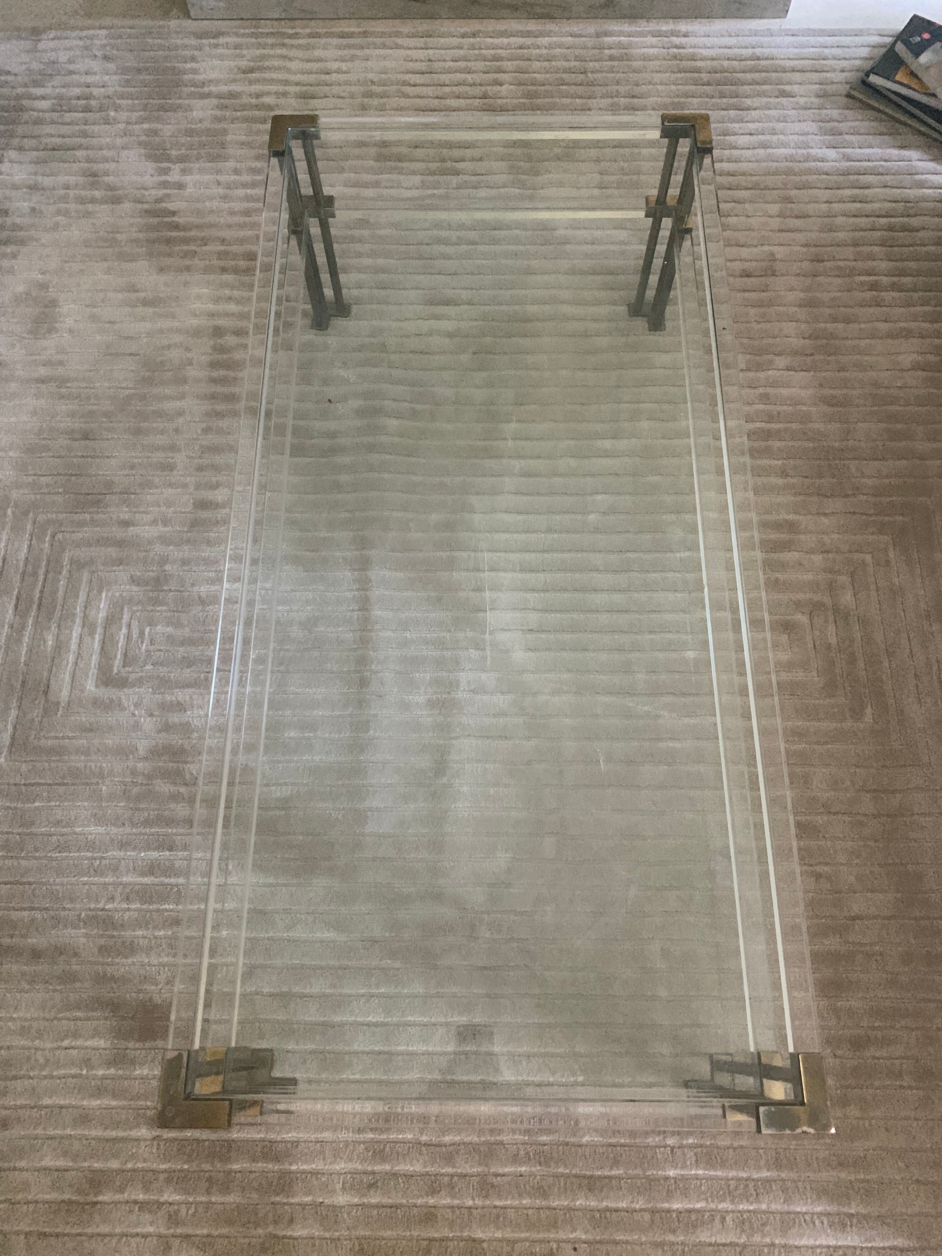 Brass and glass coffee table