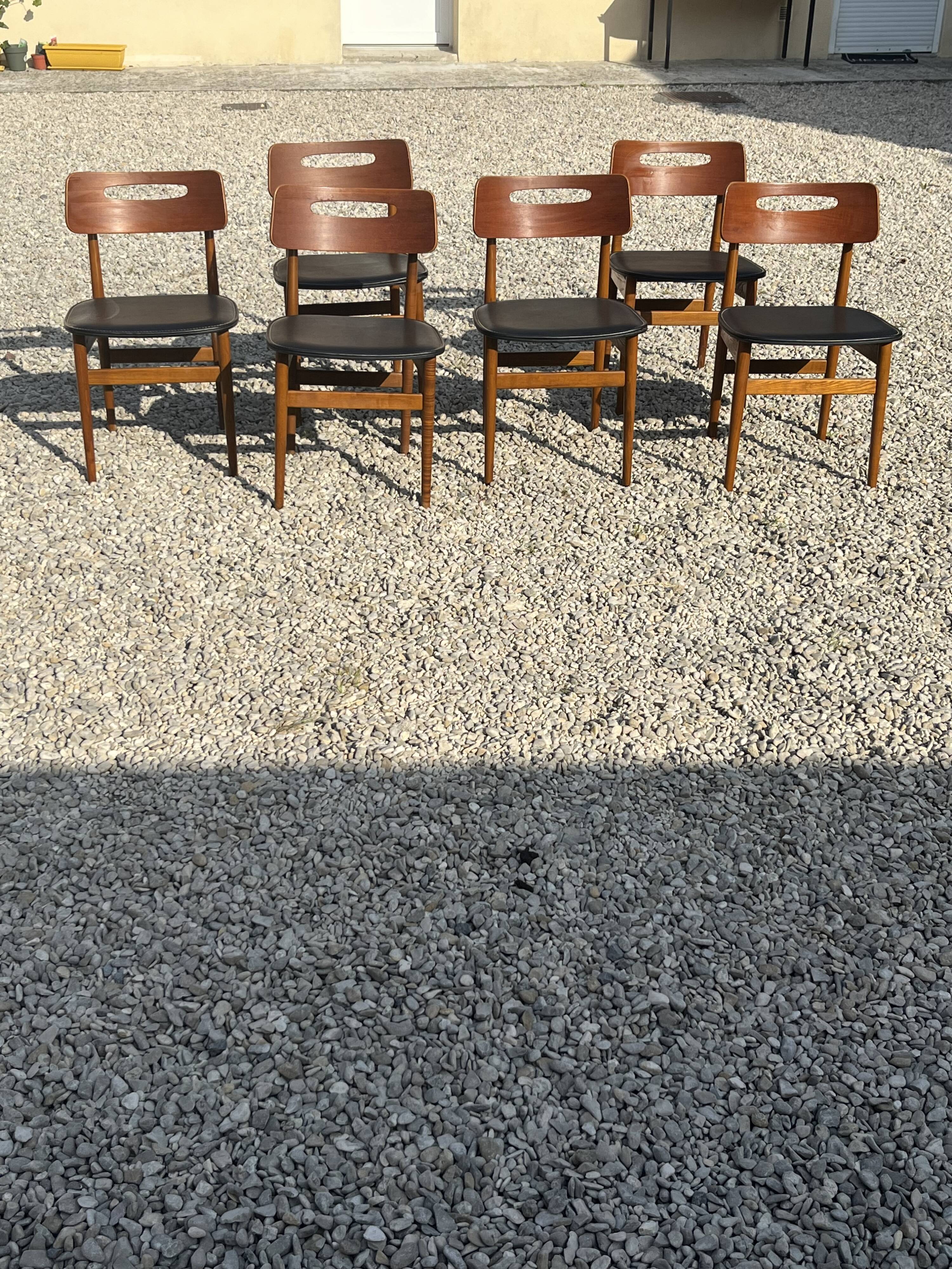 Set de 6 chaises scandinave en teck