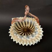 Corbeille Murano en verre soufflé opalin, Italie, années 1950-1960
