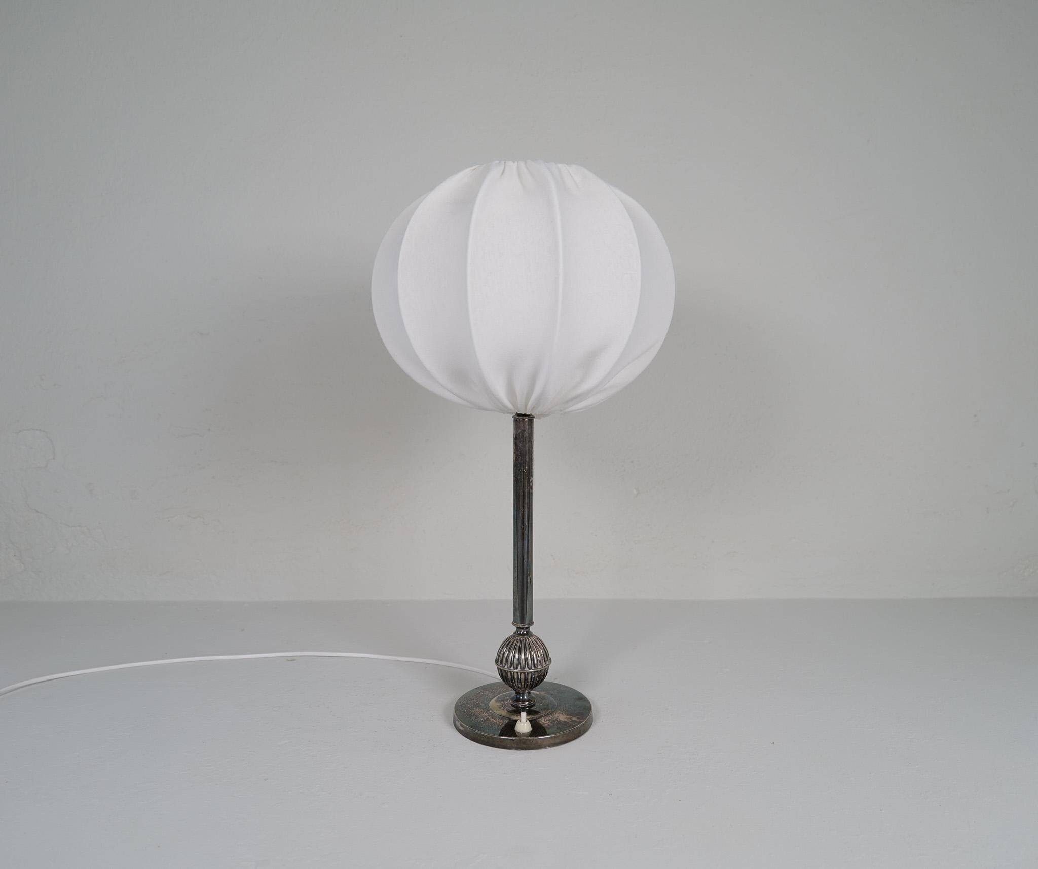 Art Deco table lamp in silver plate, 1930s Sweden
