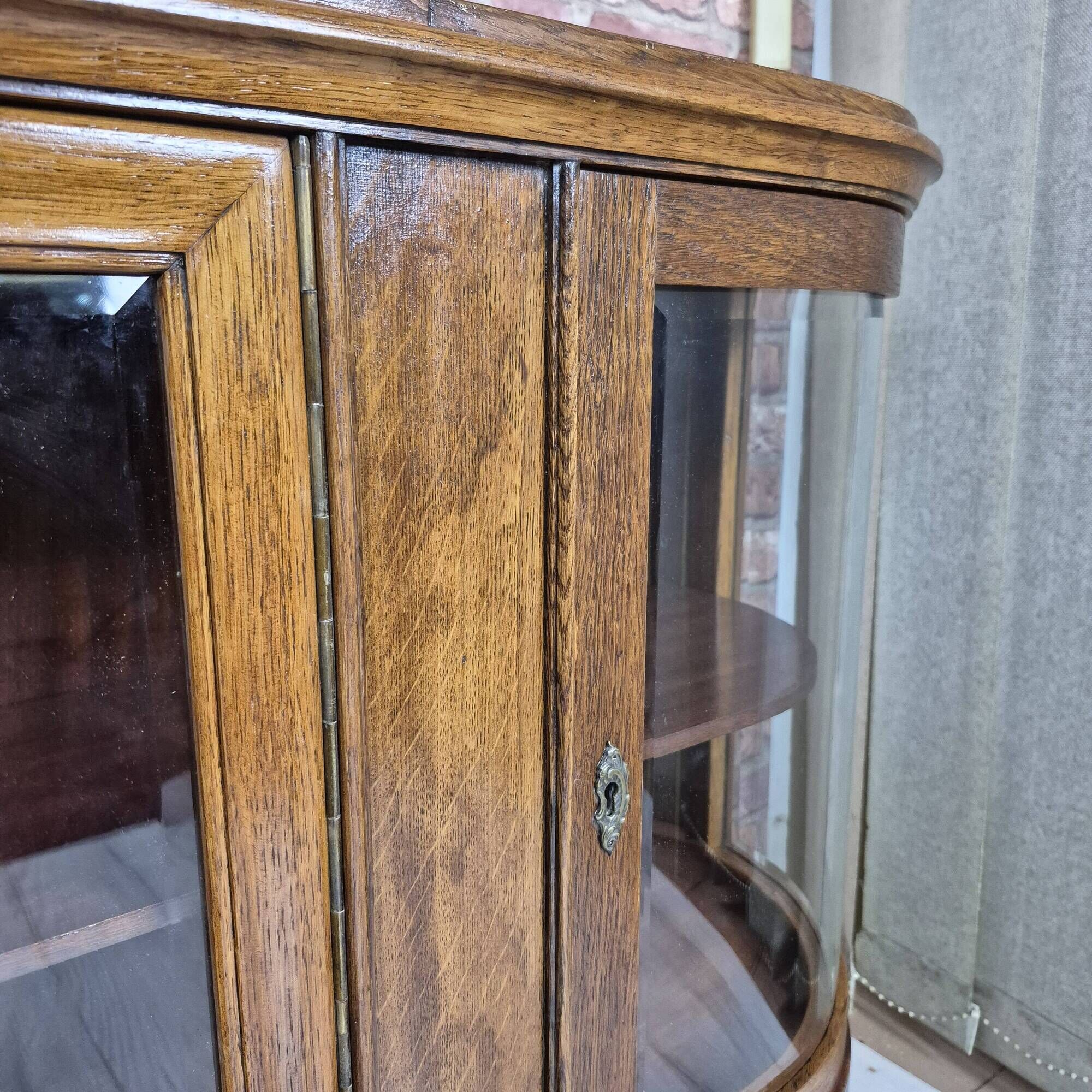 Restored Art Deco Low Display Cabinet TV Console Curved Glass 1930s