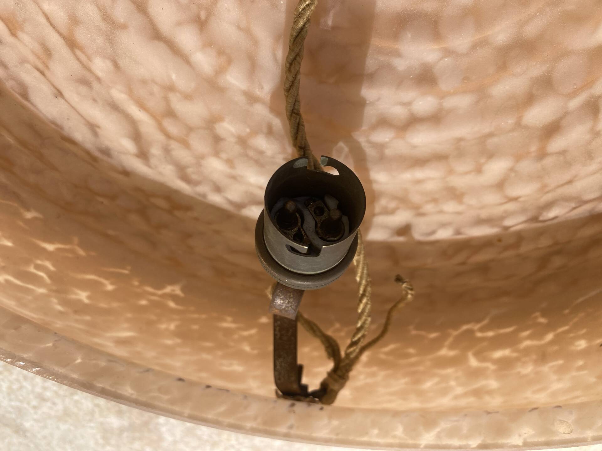 Large Art Deco lampshade in speckled glass