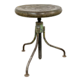Industrial 3 legged factory swivel stool Green Grey