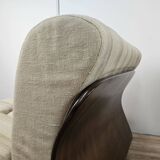 Mid Century Italian Armchairs in Wood and Fabric