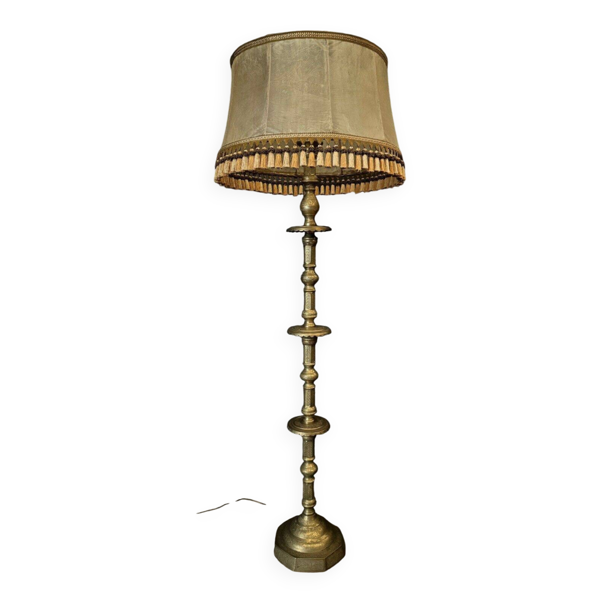 Oriental brass floor lamp from the early 20th century
