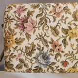 Vintage folding chair lafuma doree and tapestry