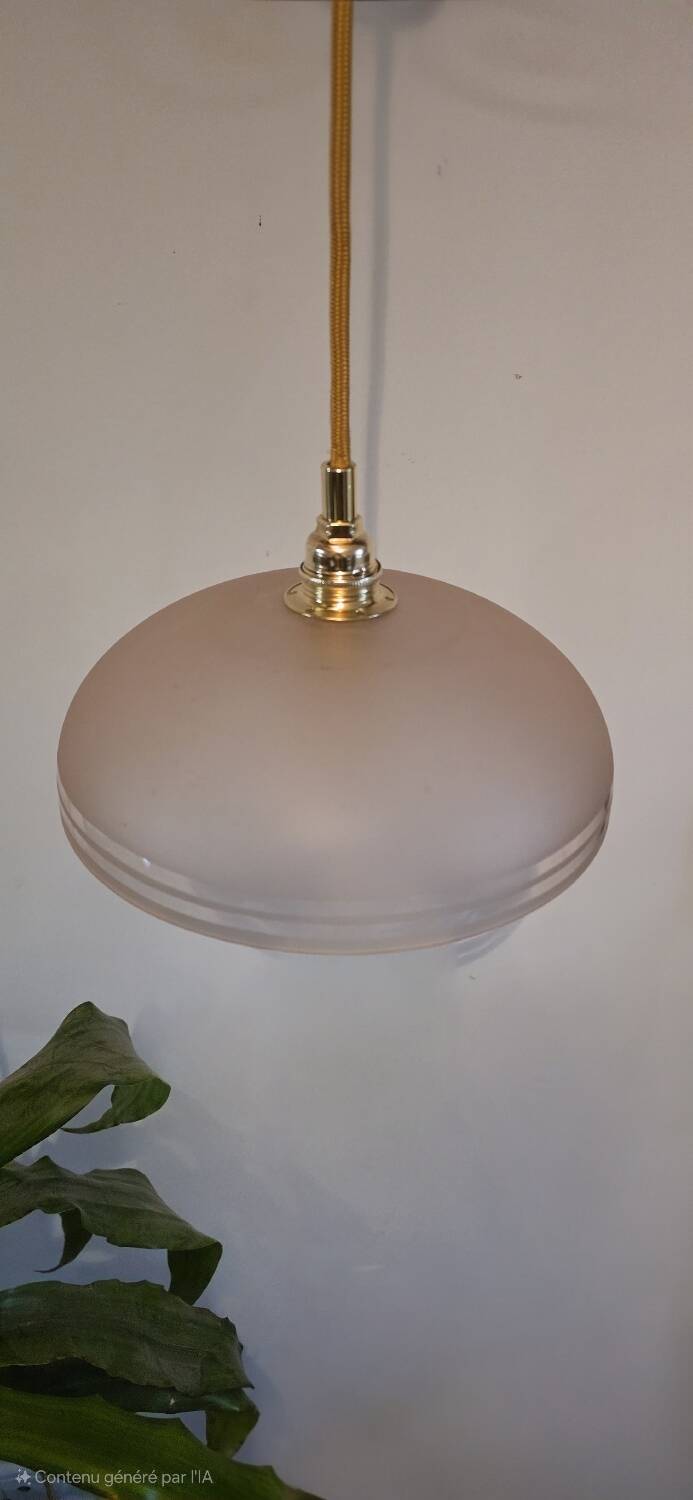 Pendant light, frosted pink glass