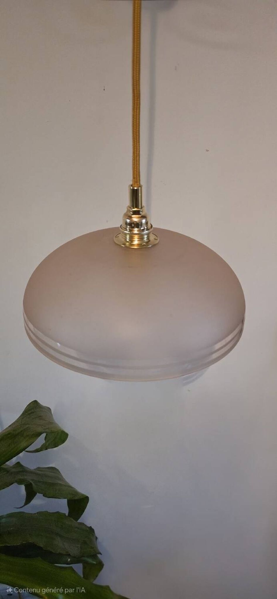 Pendant light, frosted pink glass