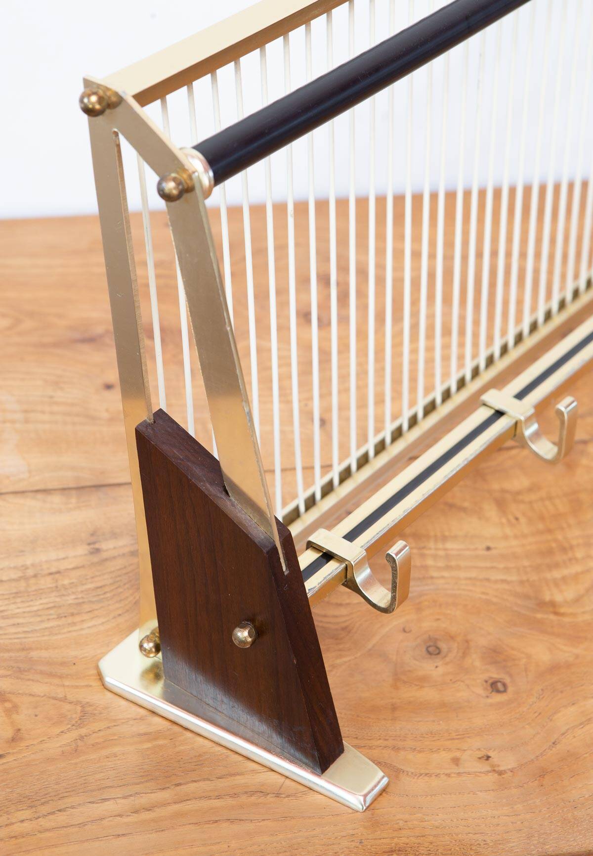 50s wall coat rack in wood and metal