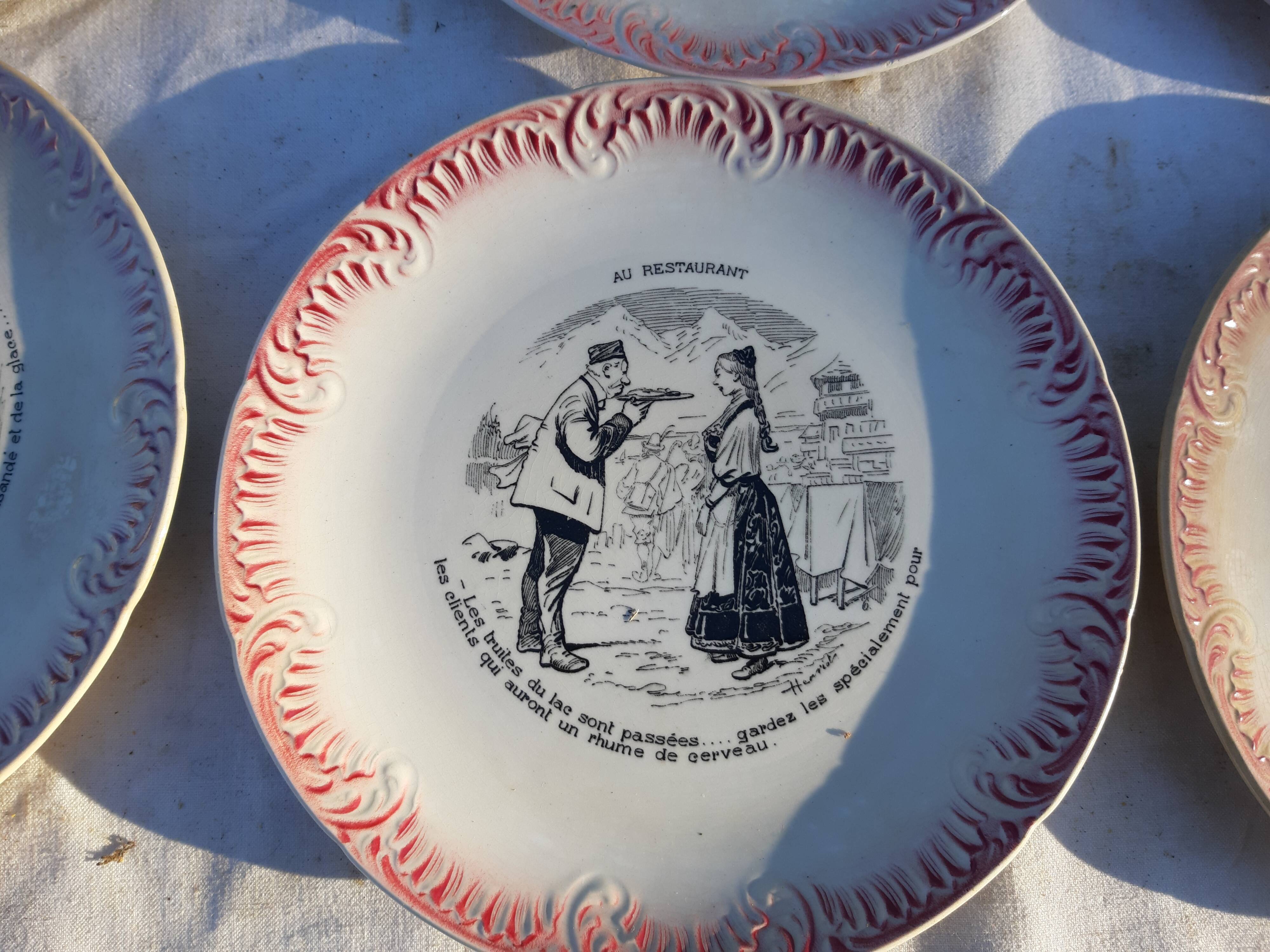 7 Digoin Sarreguemines plates in earthenware