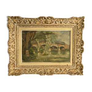 Tableau peinture ancienne paysage