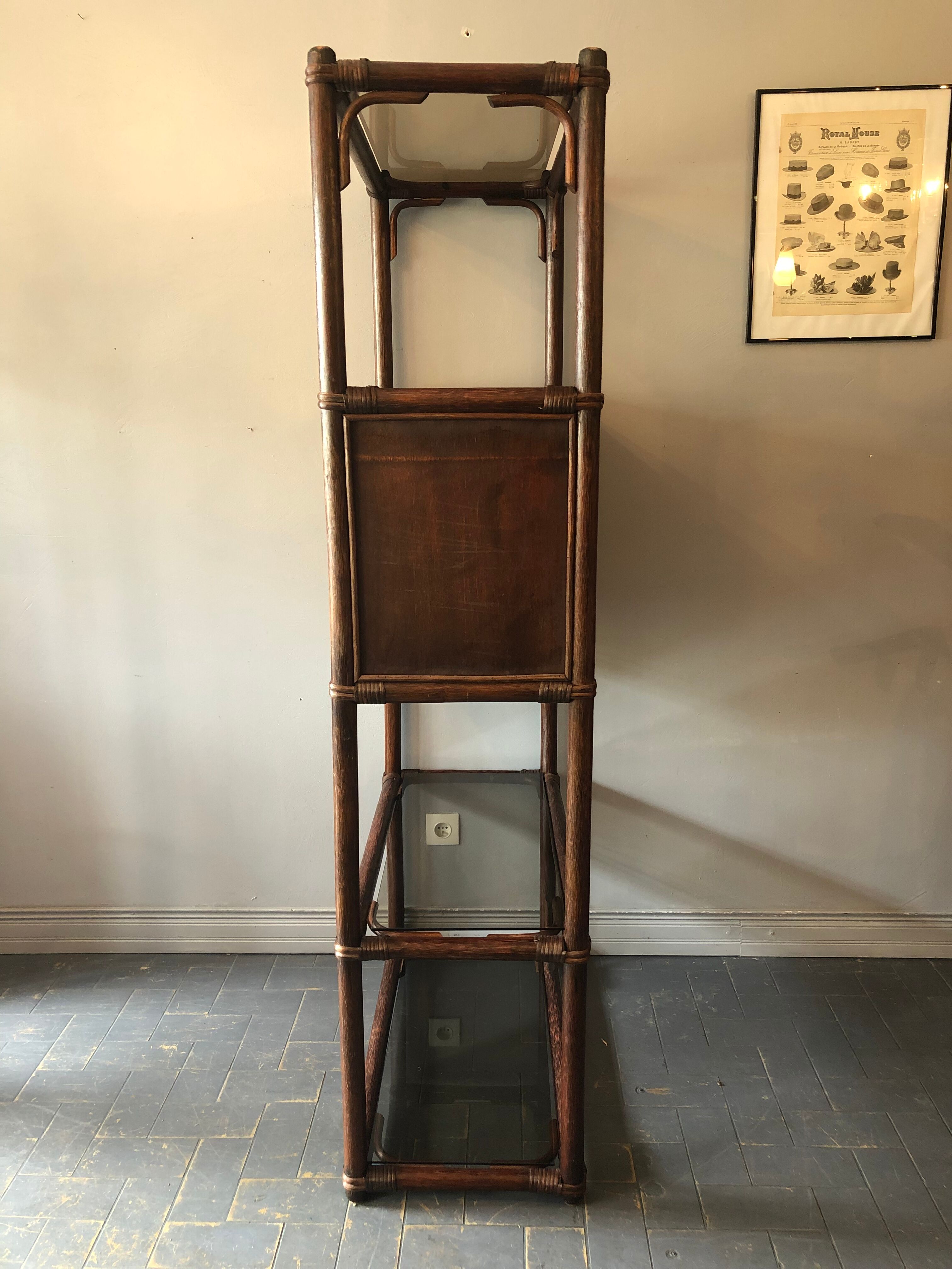 Bamboo and rattan bookcase 70s-80s
