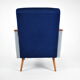 Vintage armchair 60s, DDR, renovation, velvet, houndstooth, blue