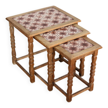 Tables gigognes danoises brutalistes, années 1960