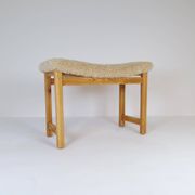 Modern Scandinavian stool in pine and sheepskin, Sweden, 1970s