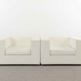 Pair of vintage Throw Away Armchairs by Willie Landels for Zanotta, white Vinyl