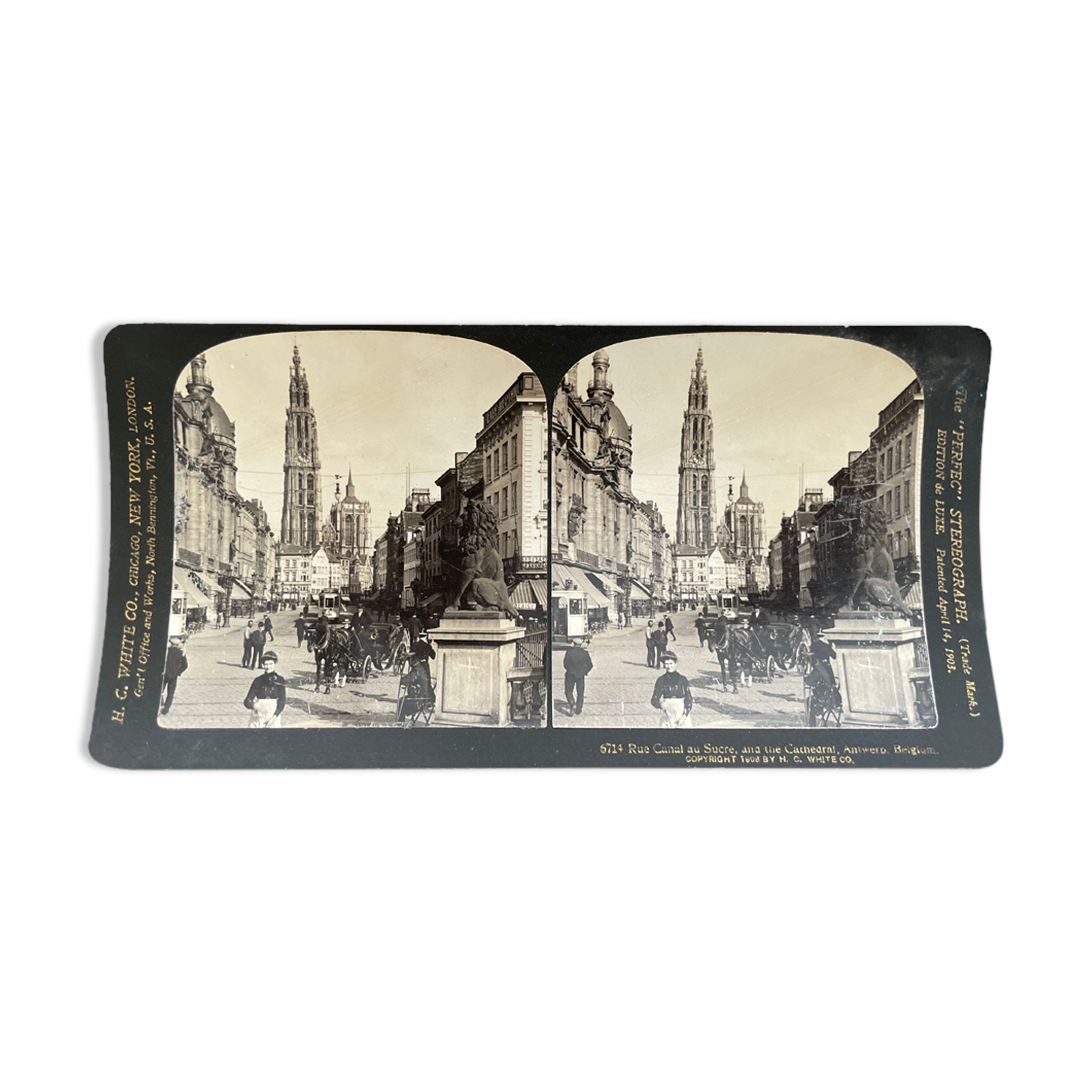 Old photography stereo, stereograph, luxury albumine 1903 Antwerp Belgium