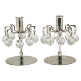 Pair of candlesticks "Lights of Vienna" J.L. Lobmeyr, faceted Swarovski crystals