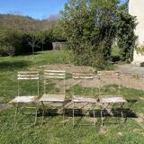 Set of 4 folding garden chairs in wood and metal