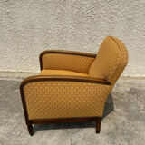 Art deco armchair in wood and fabric