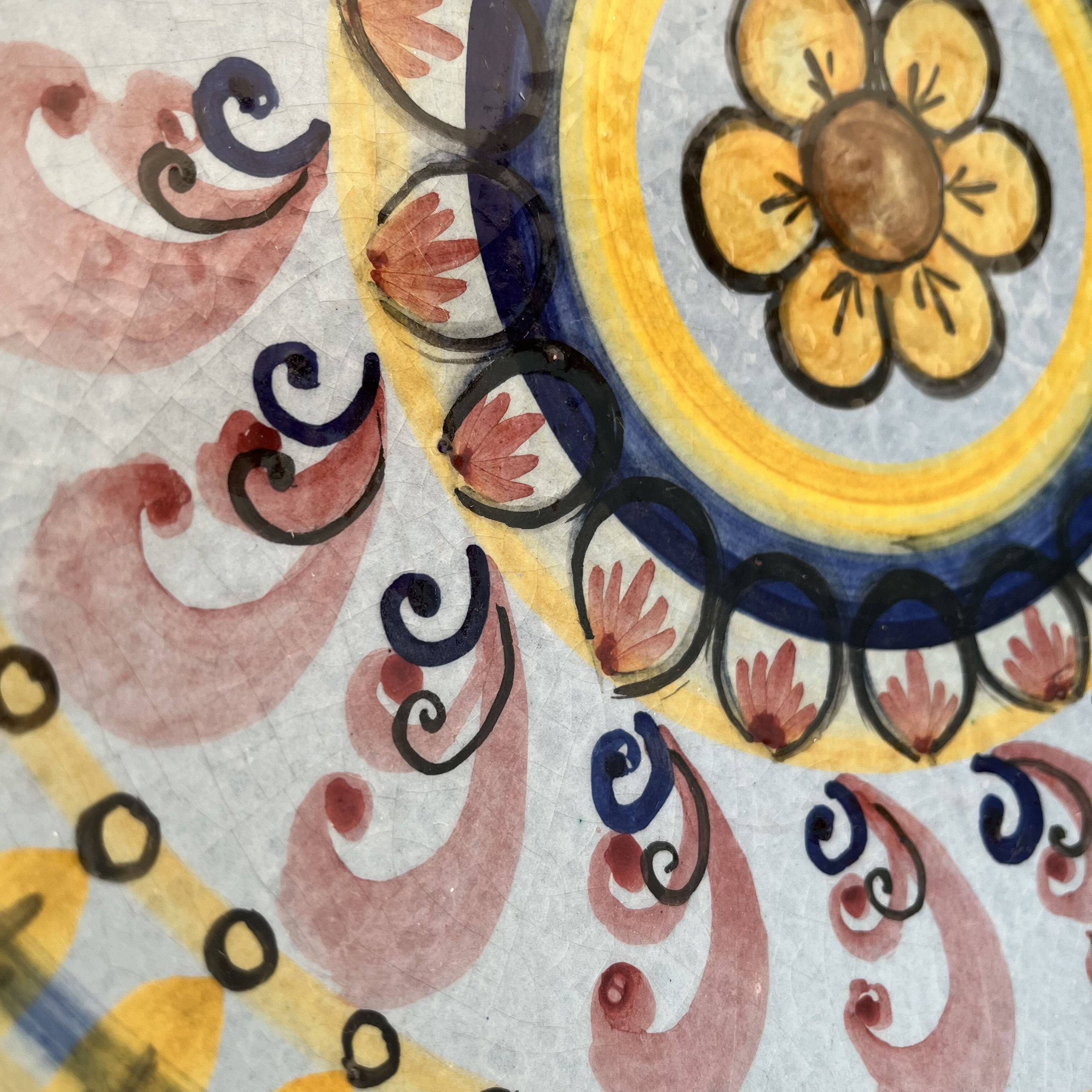 Large hand painted ceramic dish