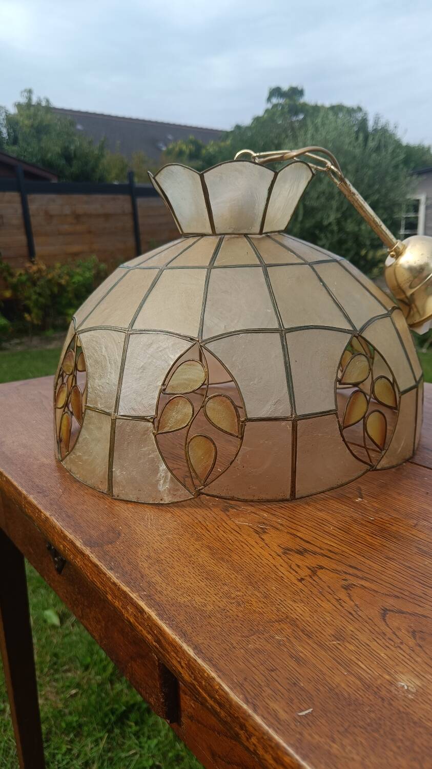 Mother-of-pearl and brass pendant light