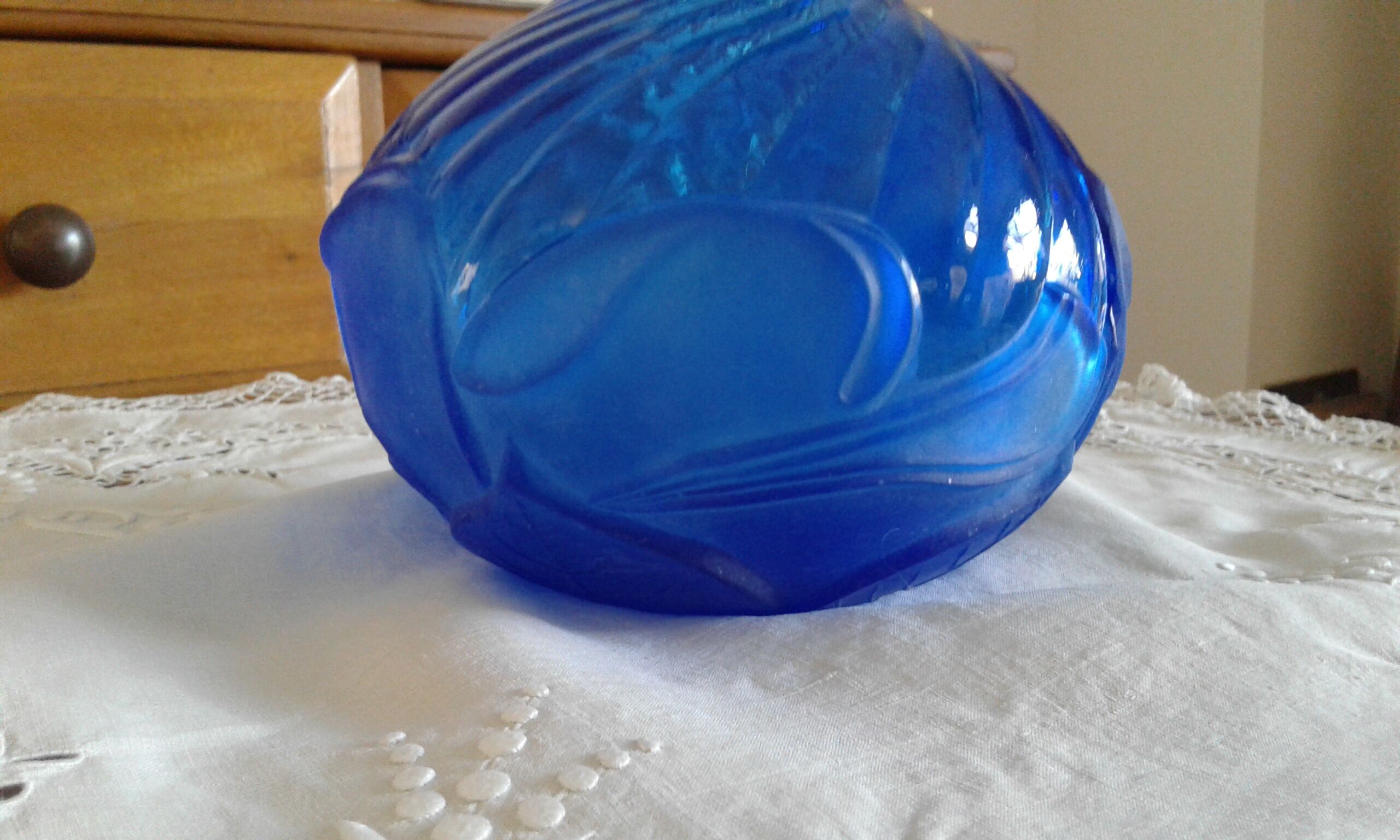 Blue glass vase. Art Deco