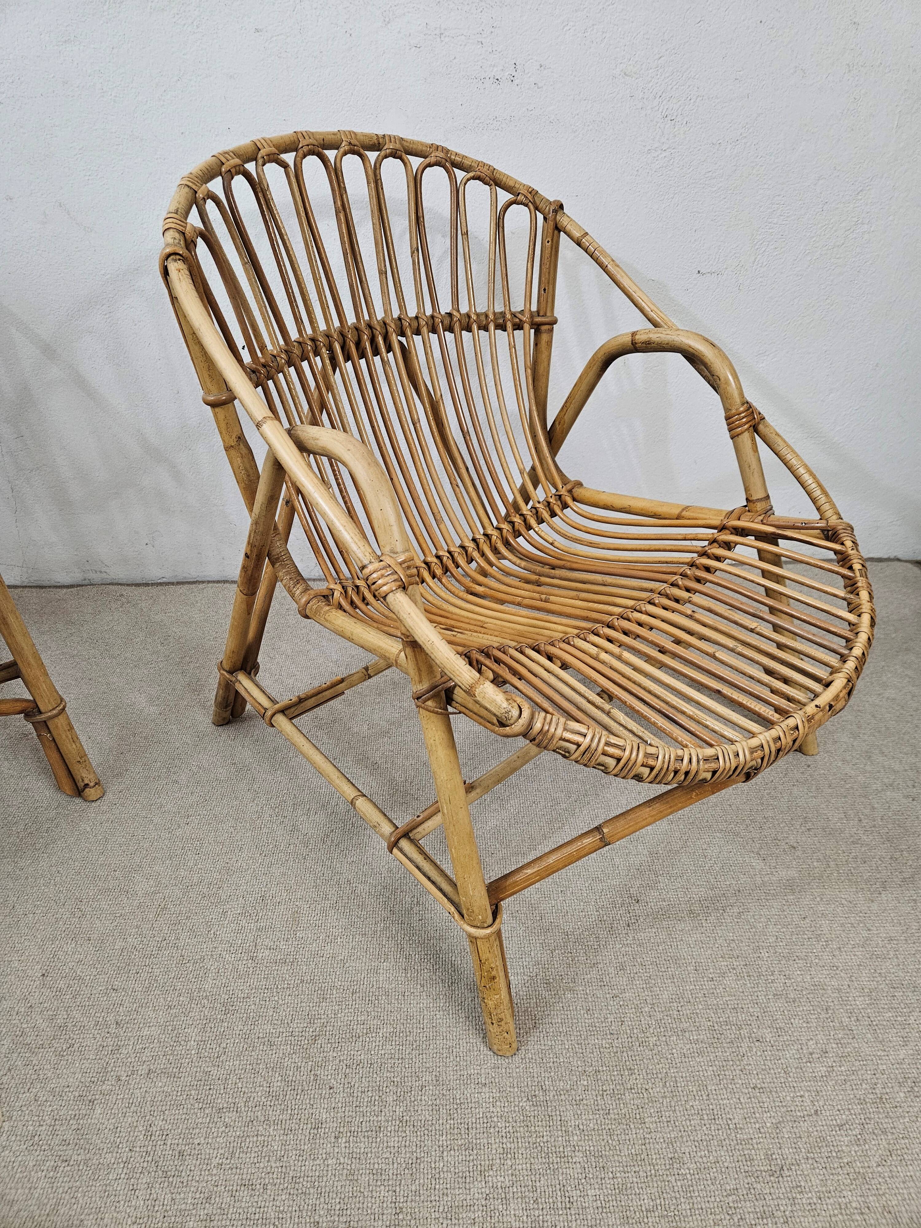 Vintage wicker basket armchairs