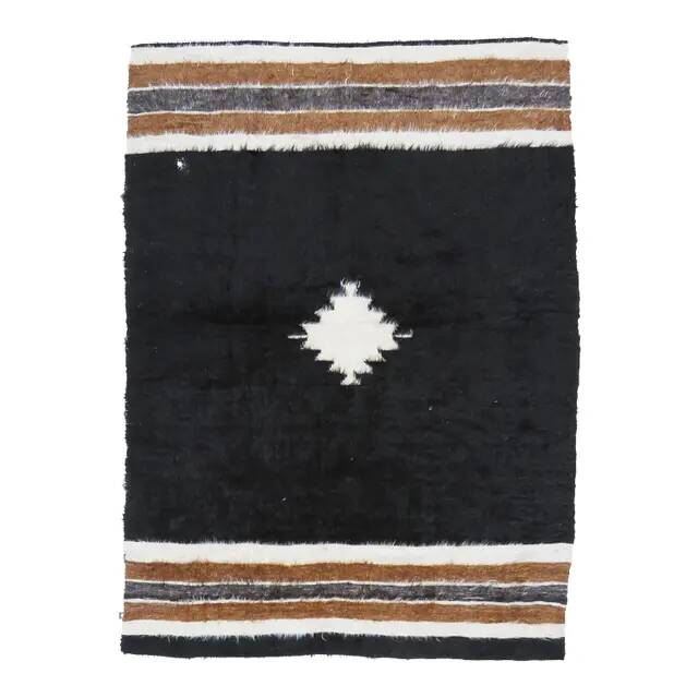 Vintage Turkish Hand-Knotted Wool Cotton Brown Kilim Area Rug 132x180