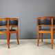 Set of 2 Cherry wood armchairs by Leon Krier Model Sella Media by Giorgetti