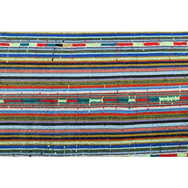 1970s Vintage Turkish Oushak Handmade Wool Cotton Blue Runner Rug 163x306